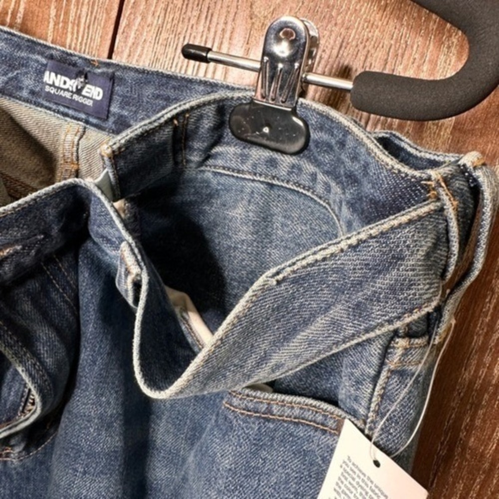 Lands End Square Rigger Men's Jeans Blue Denim 36x30 Straight Leg Waist Adjust - Picture 7 of 11